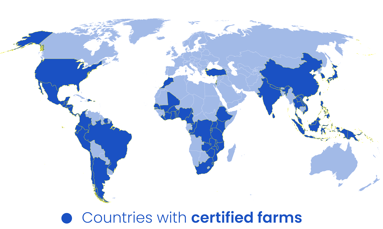 Animated gif of multiple maps showing where the Rainforest Allianceworks around the world.
