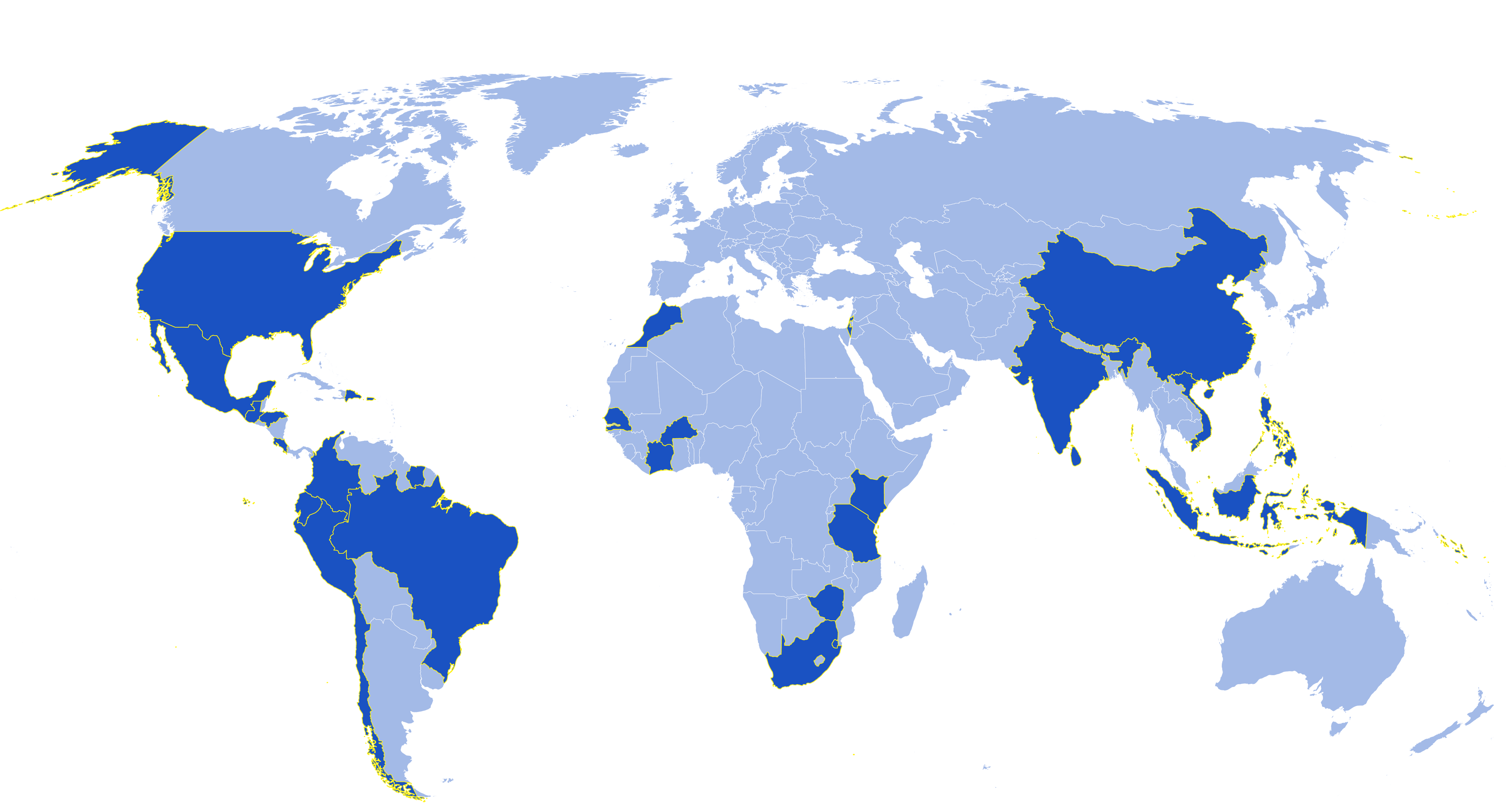 Map of current Rainforest Alliance certified fruit farms