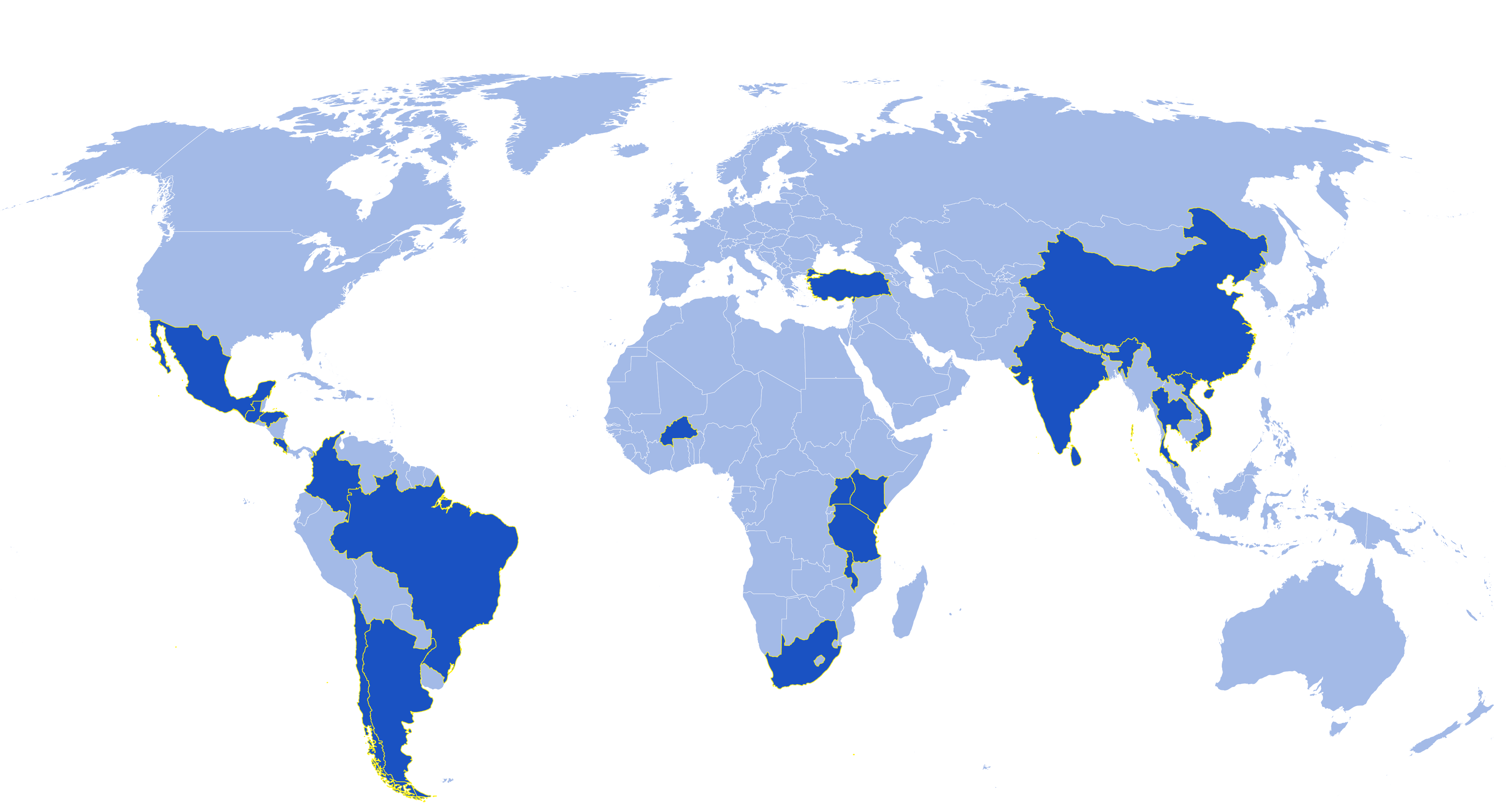 Map of current Rainforest Alliance certified herbs & spices farms