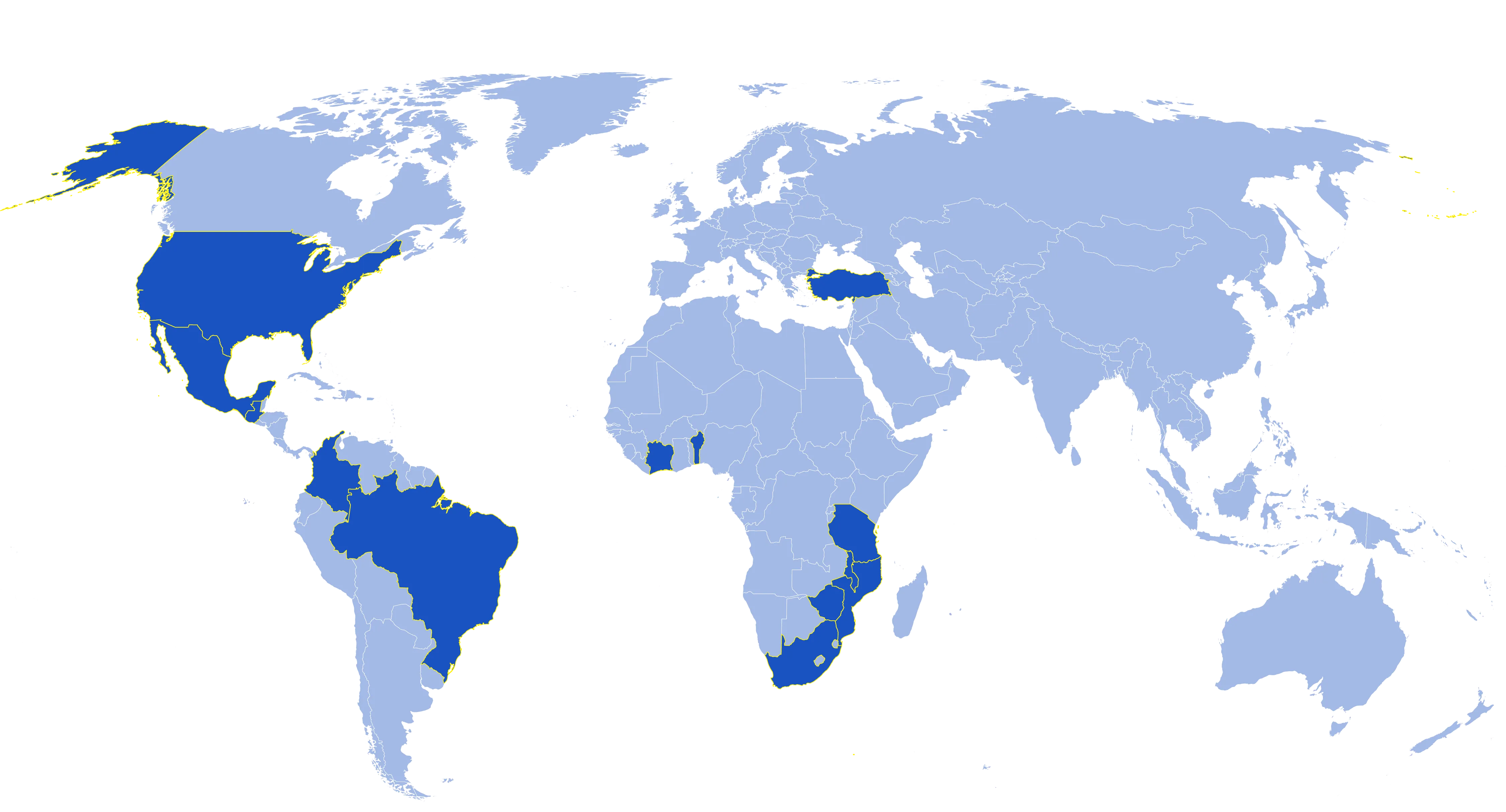 Map of current Rainforest Alliance certified nuts farms