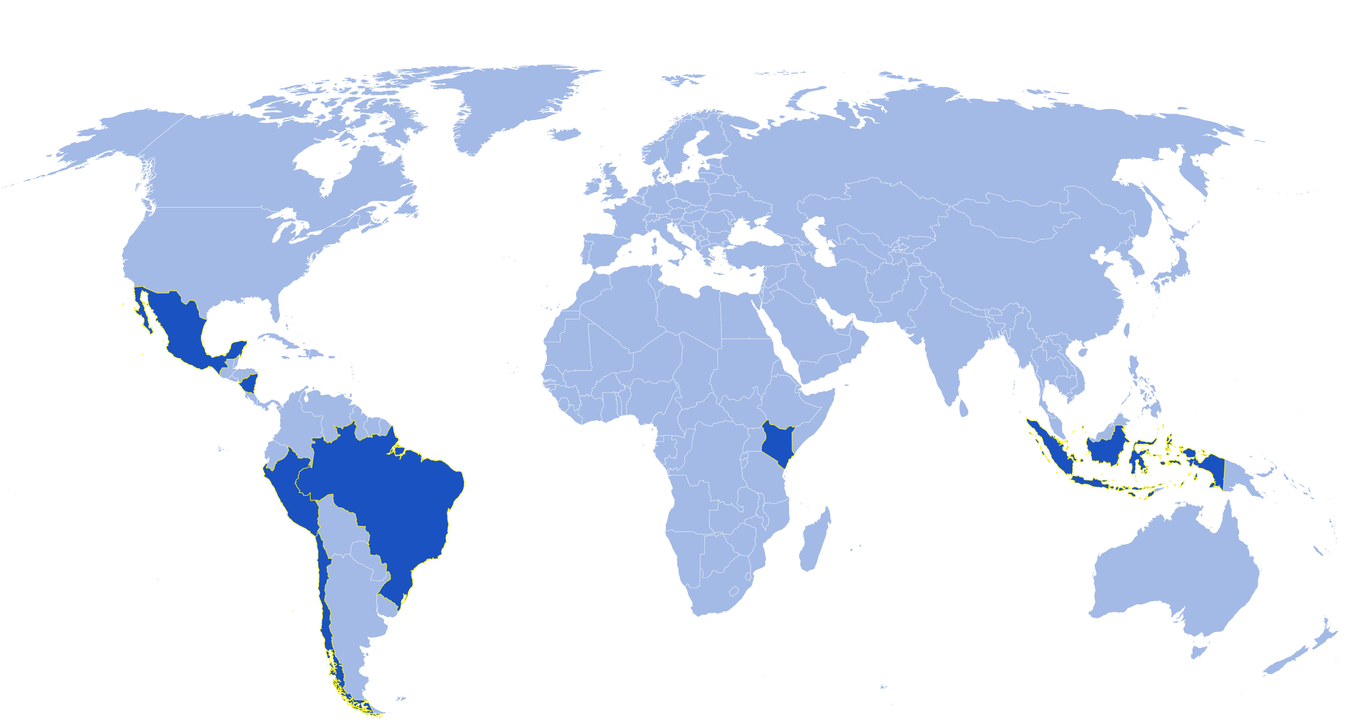 Map of current Rainforest Alliance certified vegetables farms