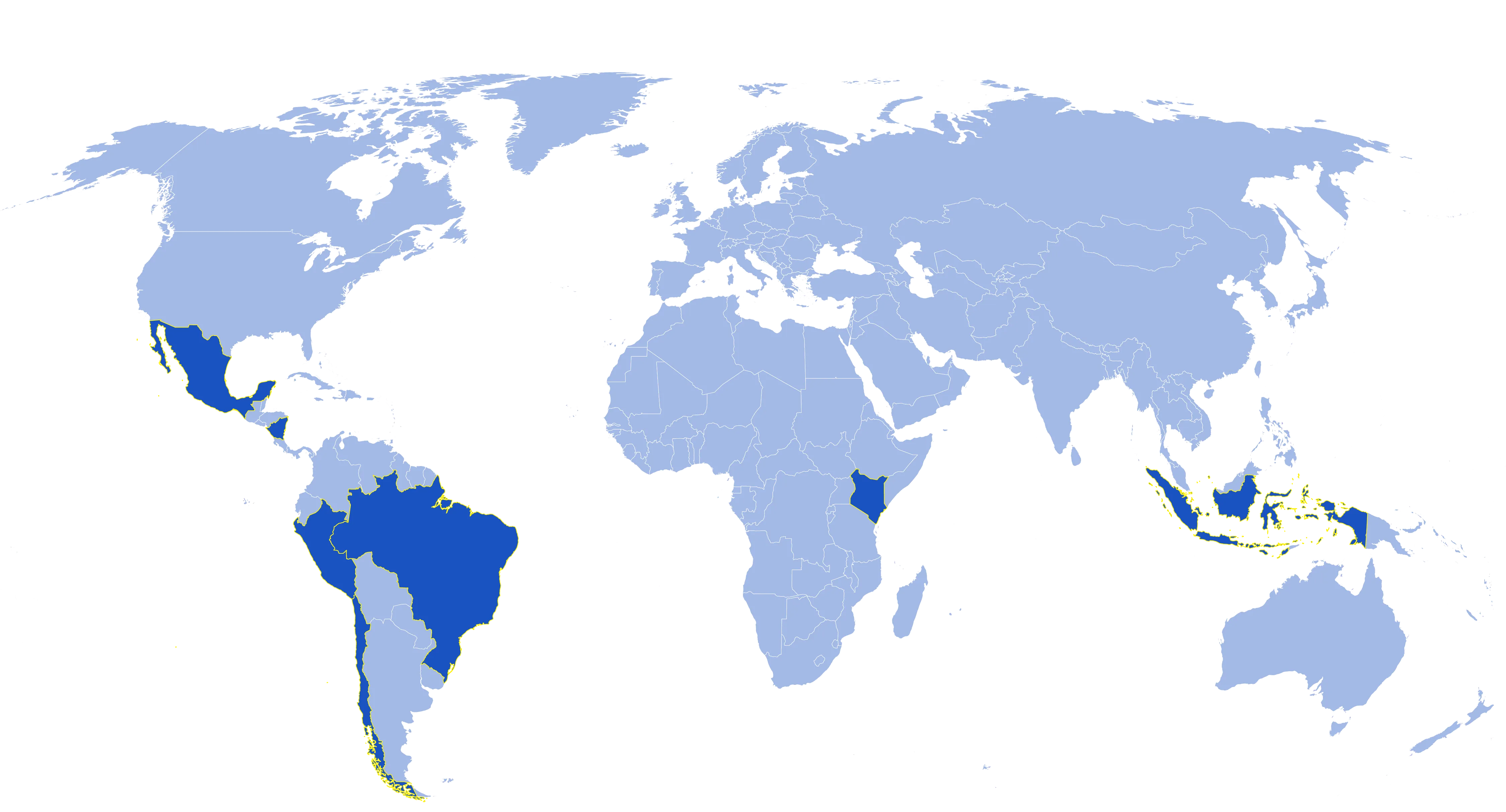 Map of current Rainforest Alliance certified vegetables farms
