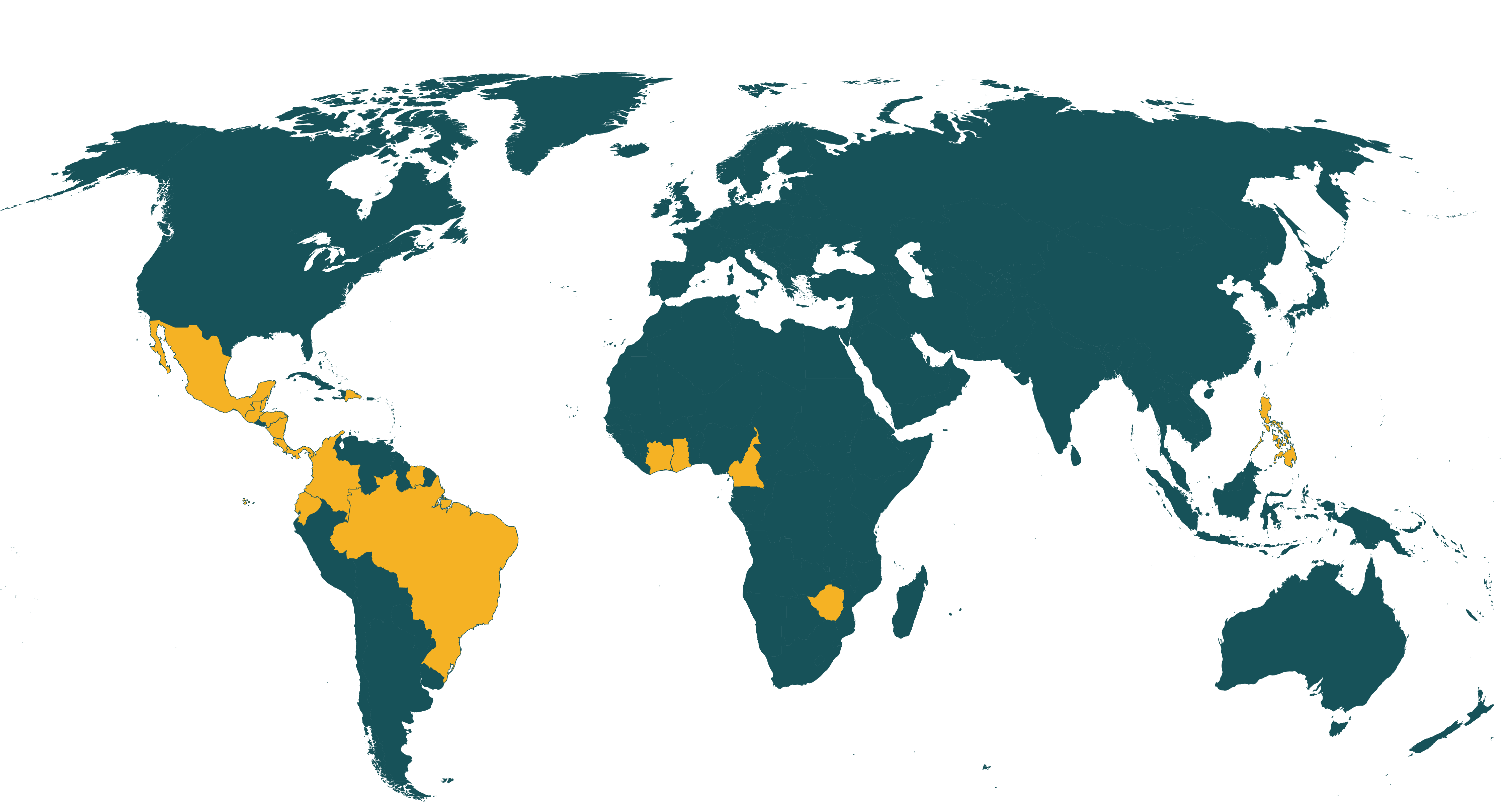 Map of current Rainforest Alliance certified bananas farms