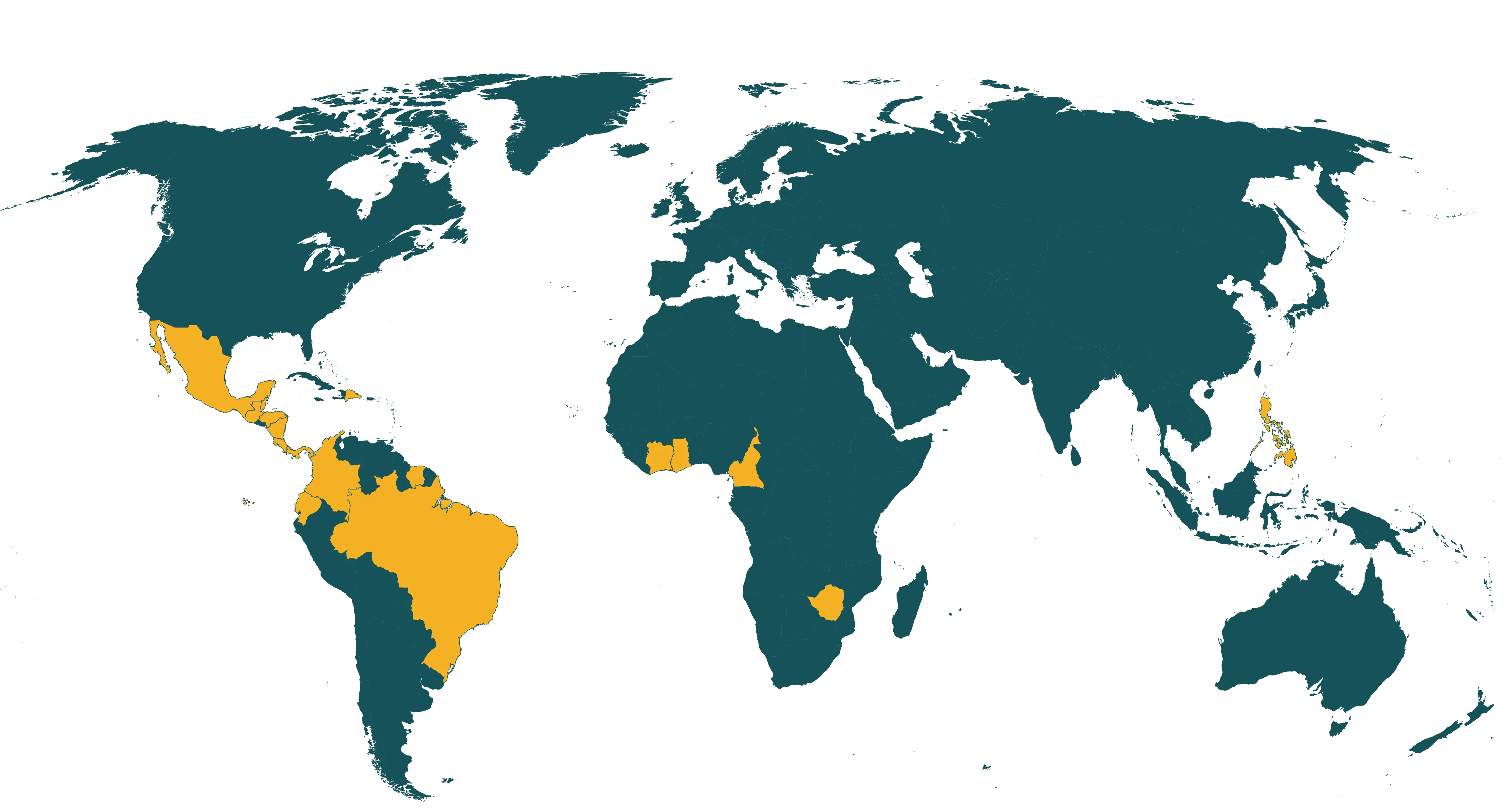 Map of current Rainforest Alliance certified bananas farms
