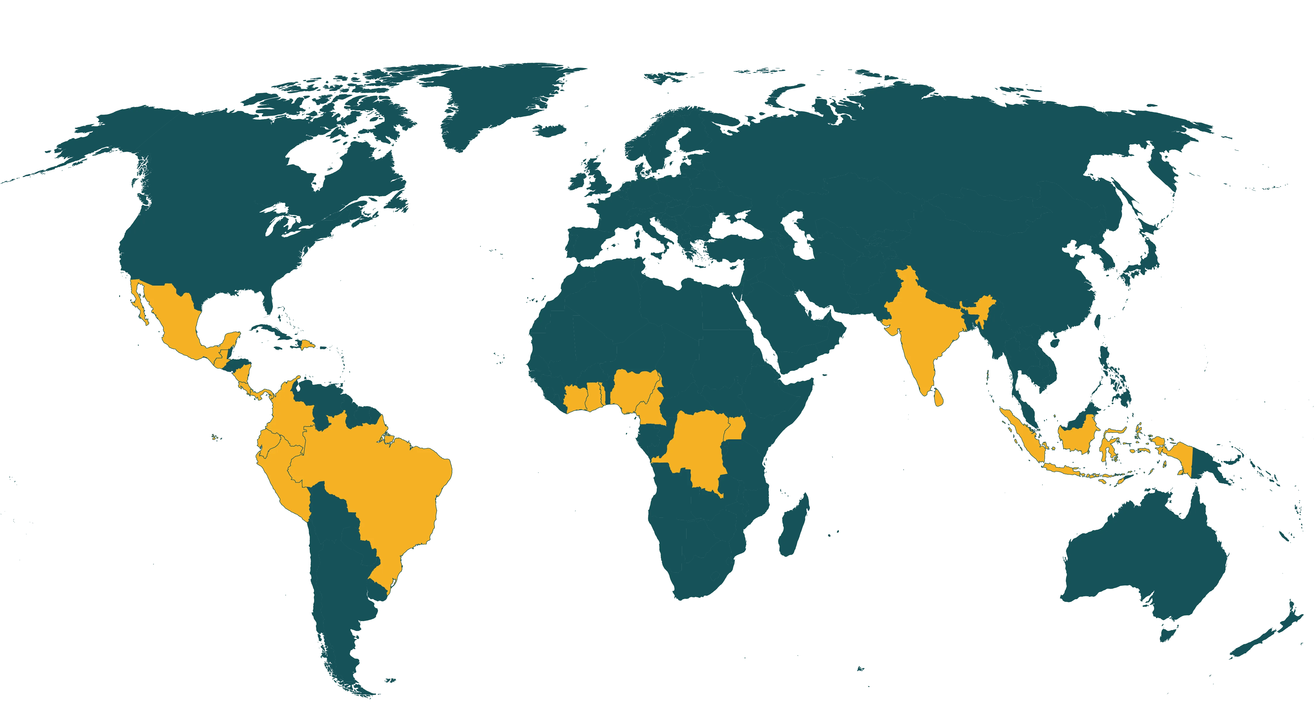 Map of current Rainforest Alliance certified cocoa farms