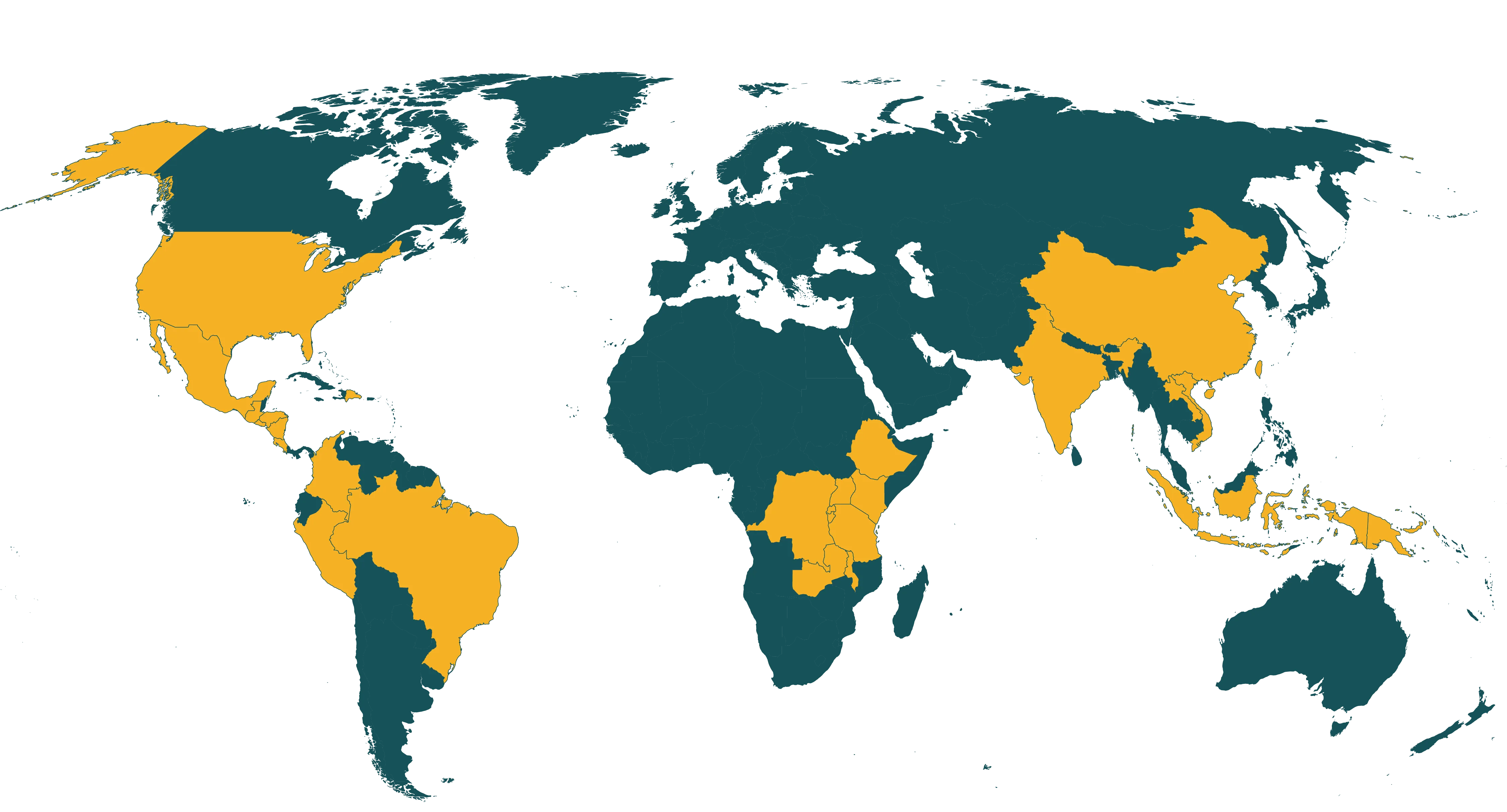 Map of current Rainforest Alliance certified coffee farms