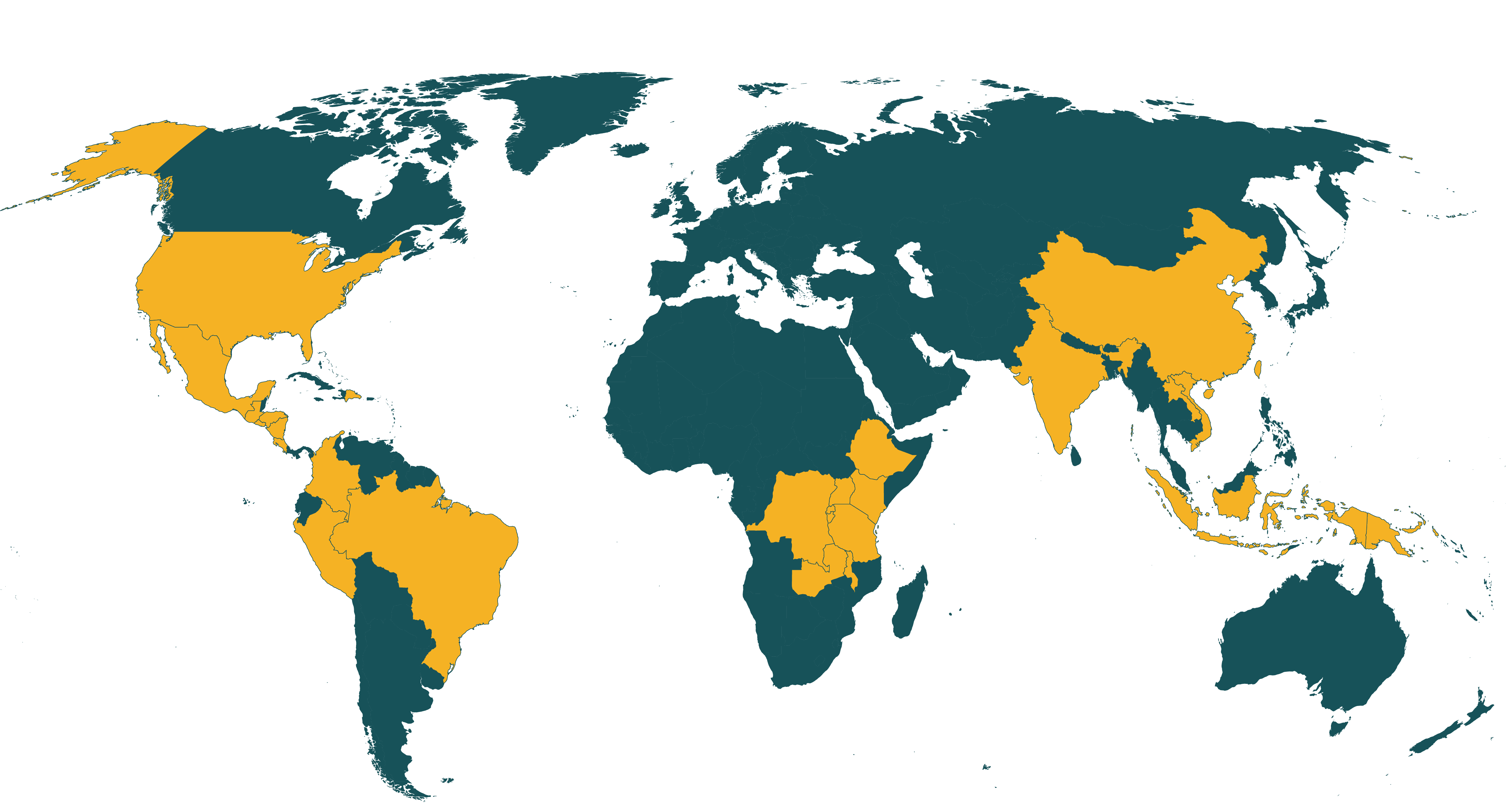 Map of current Rainforest Alliance certified coffee farms