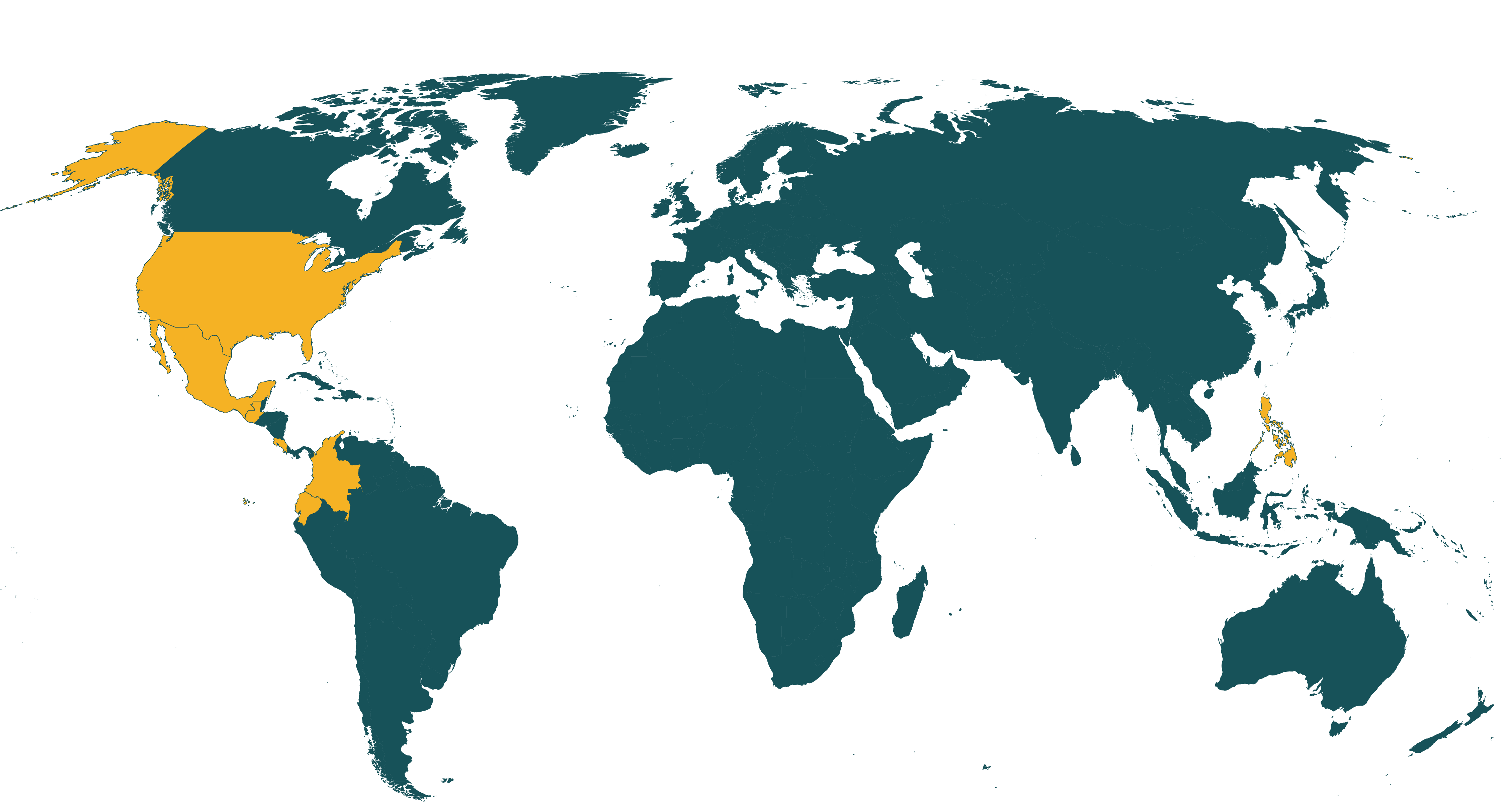 Map of current Rainforest Alliance certified flowers & plants farms
