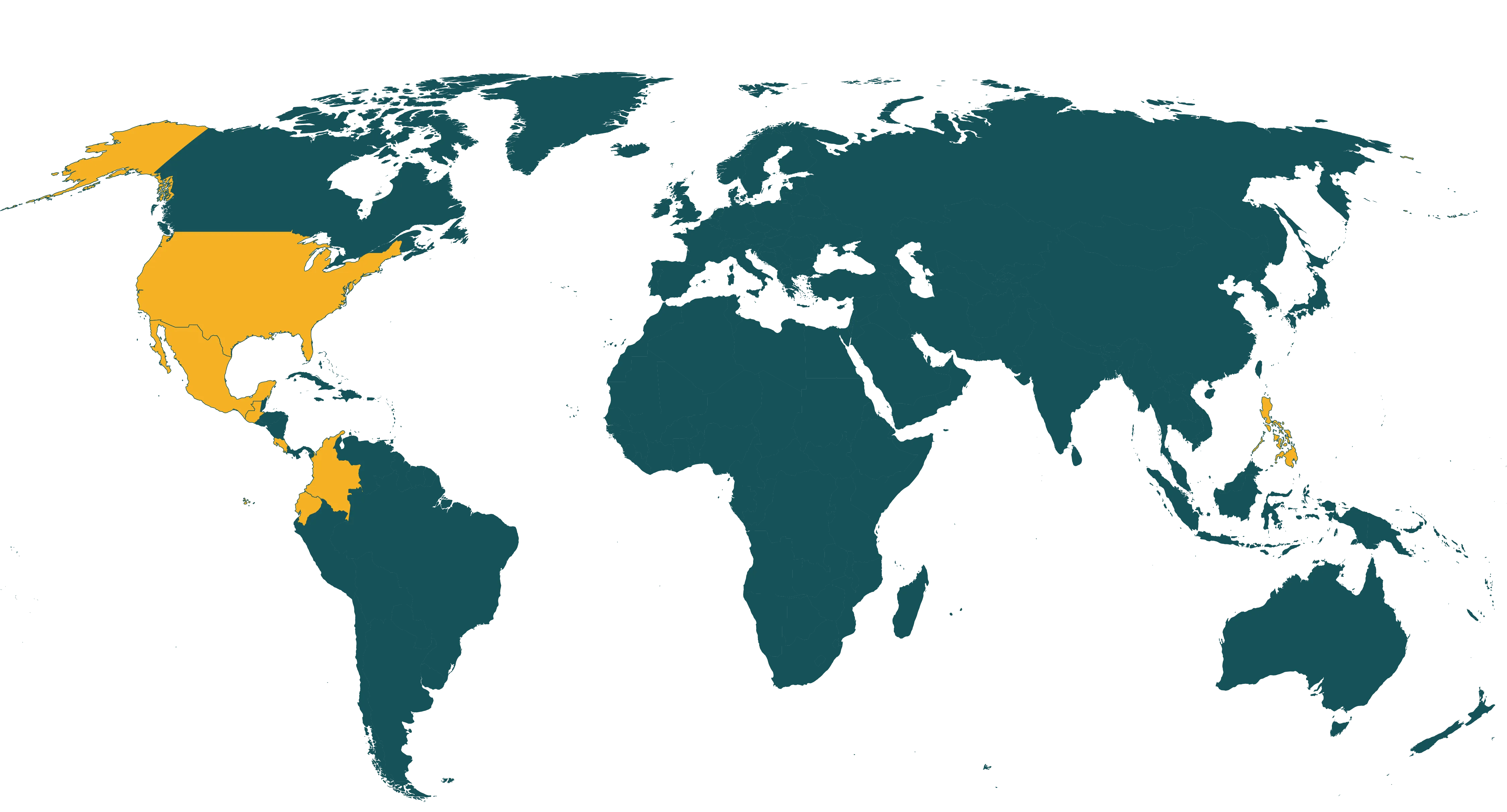 Map of current Rainforest Alliance certified flowers & plants farms
