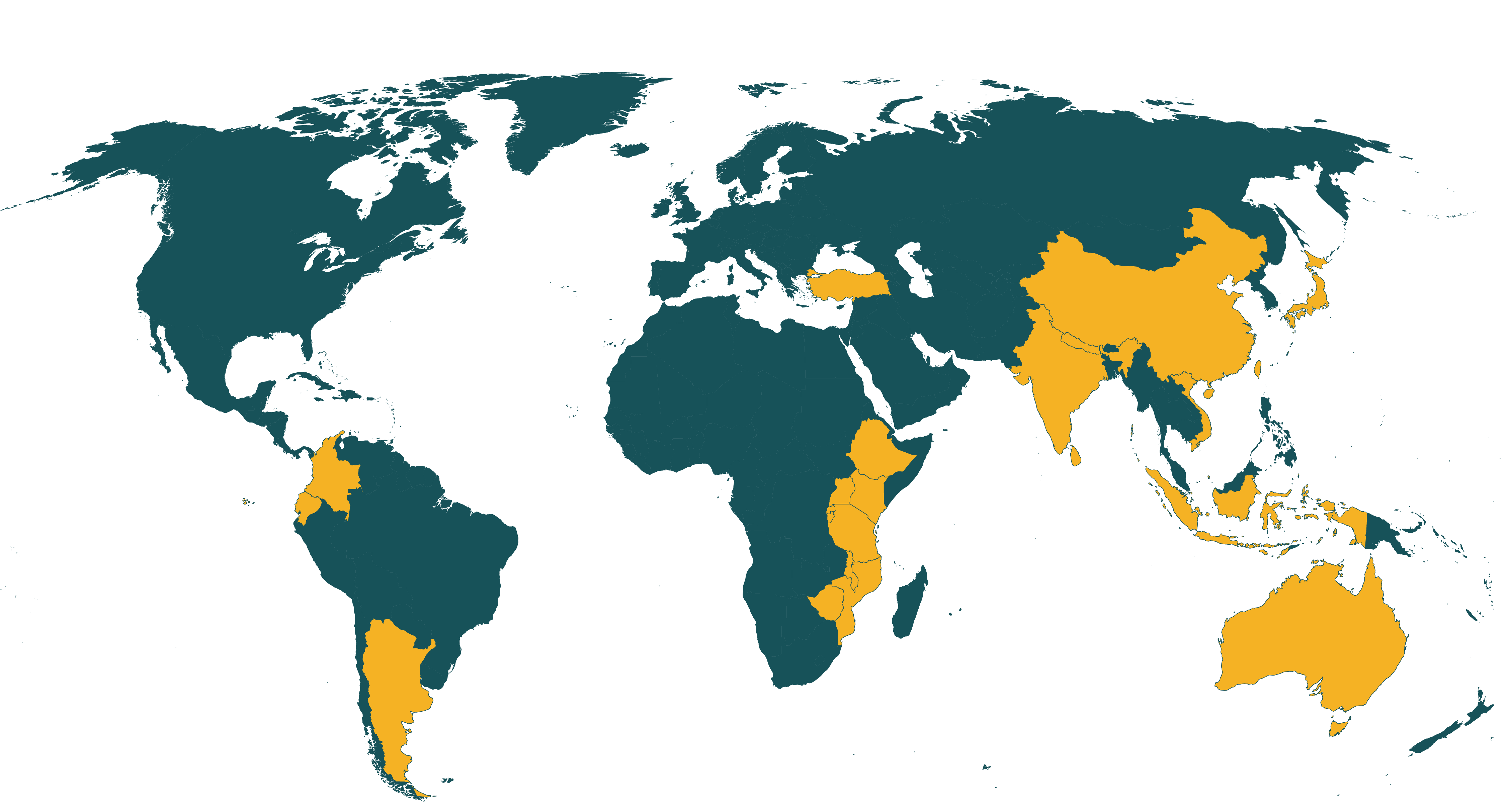 Map of current Rainforest Alliance certified tea farms