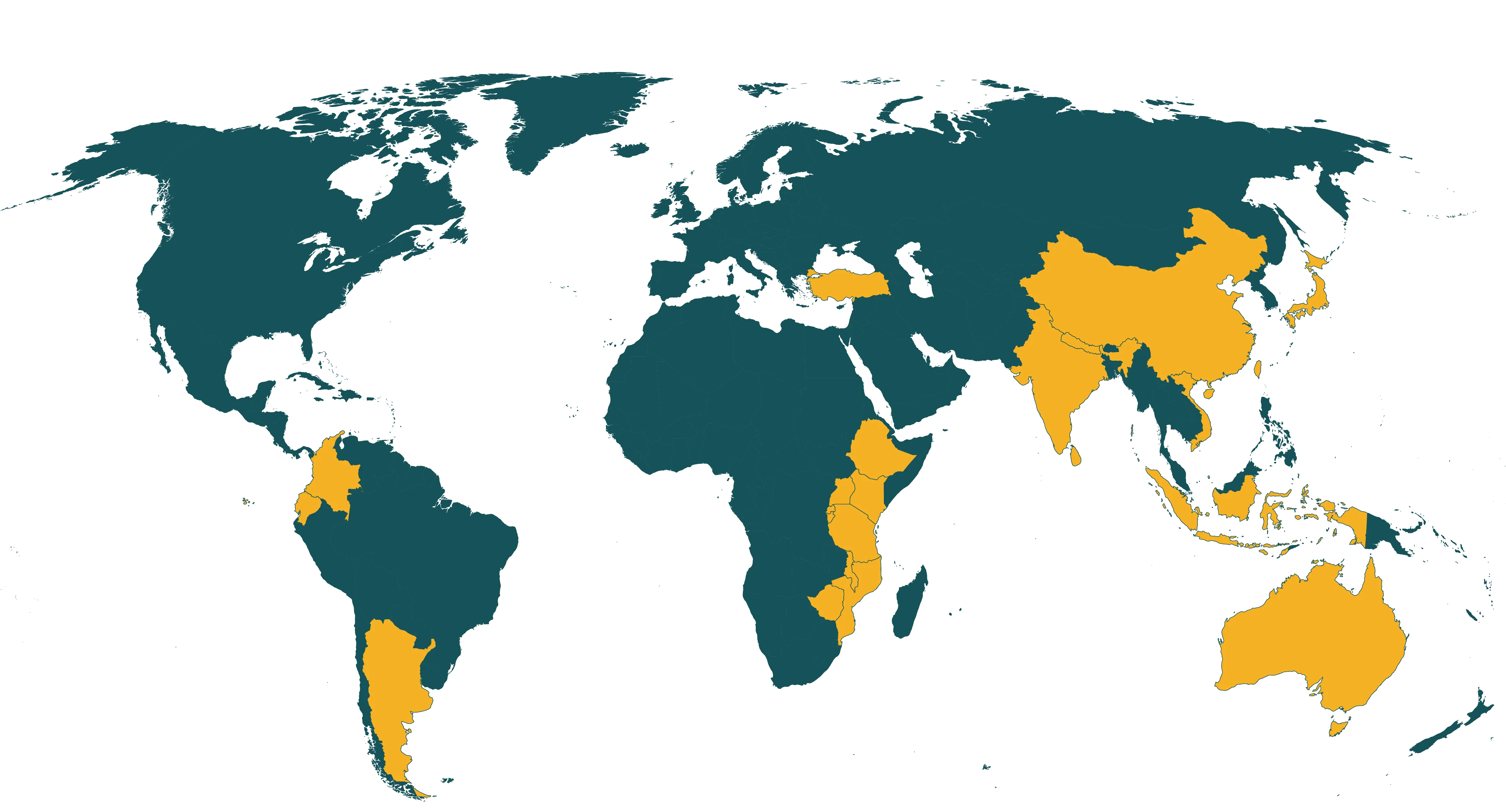 Map of current Rainforest Alliance certified tea farms
