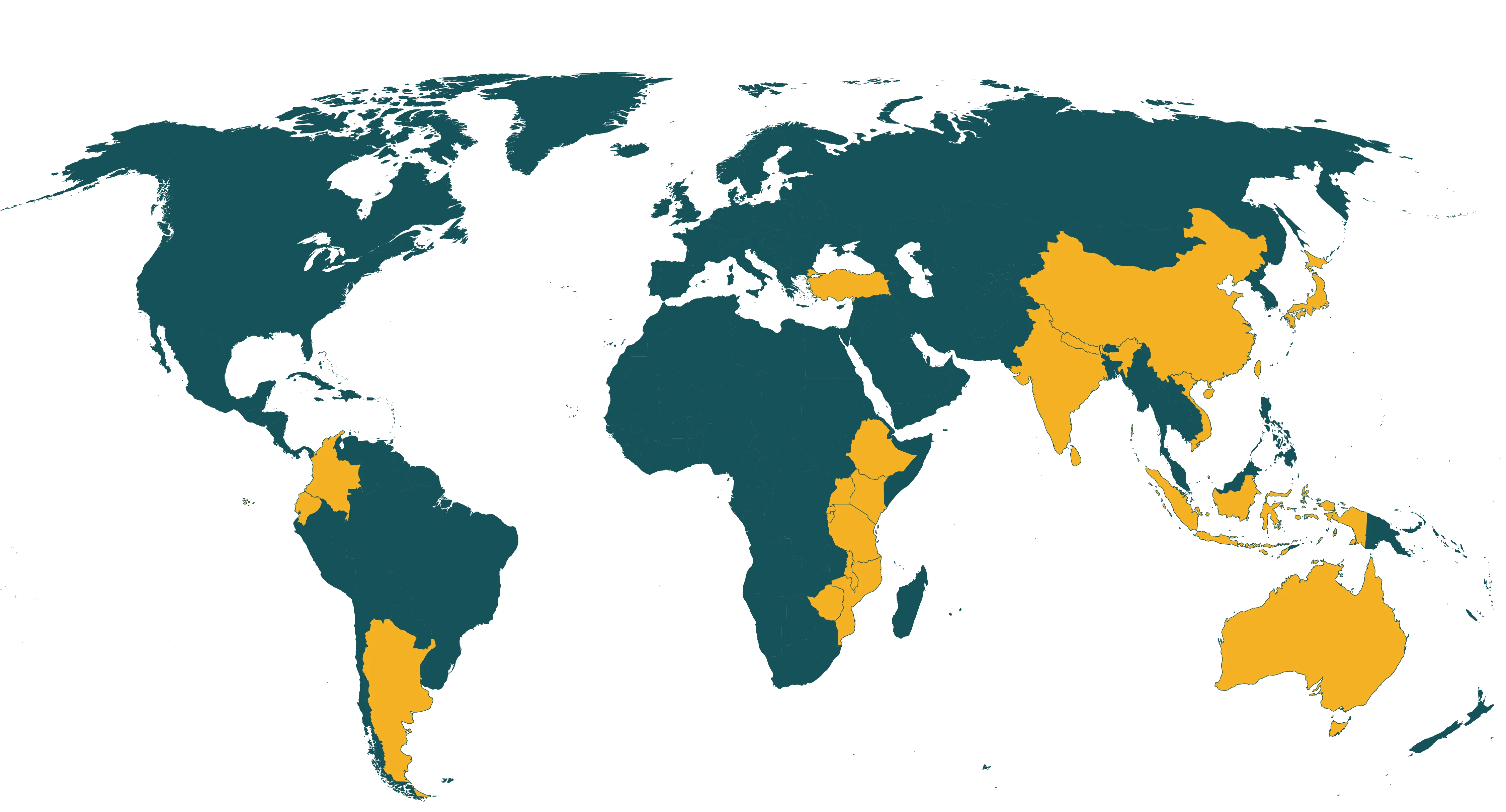 Map of current Rainforest Alliance certified tea farms