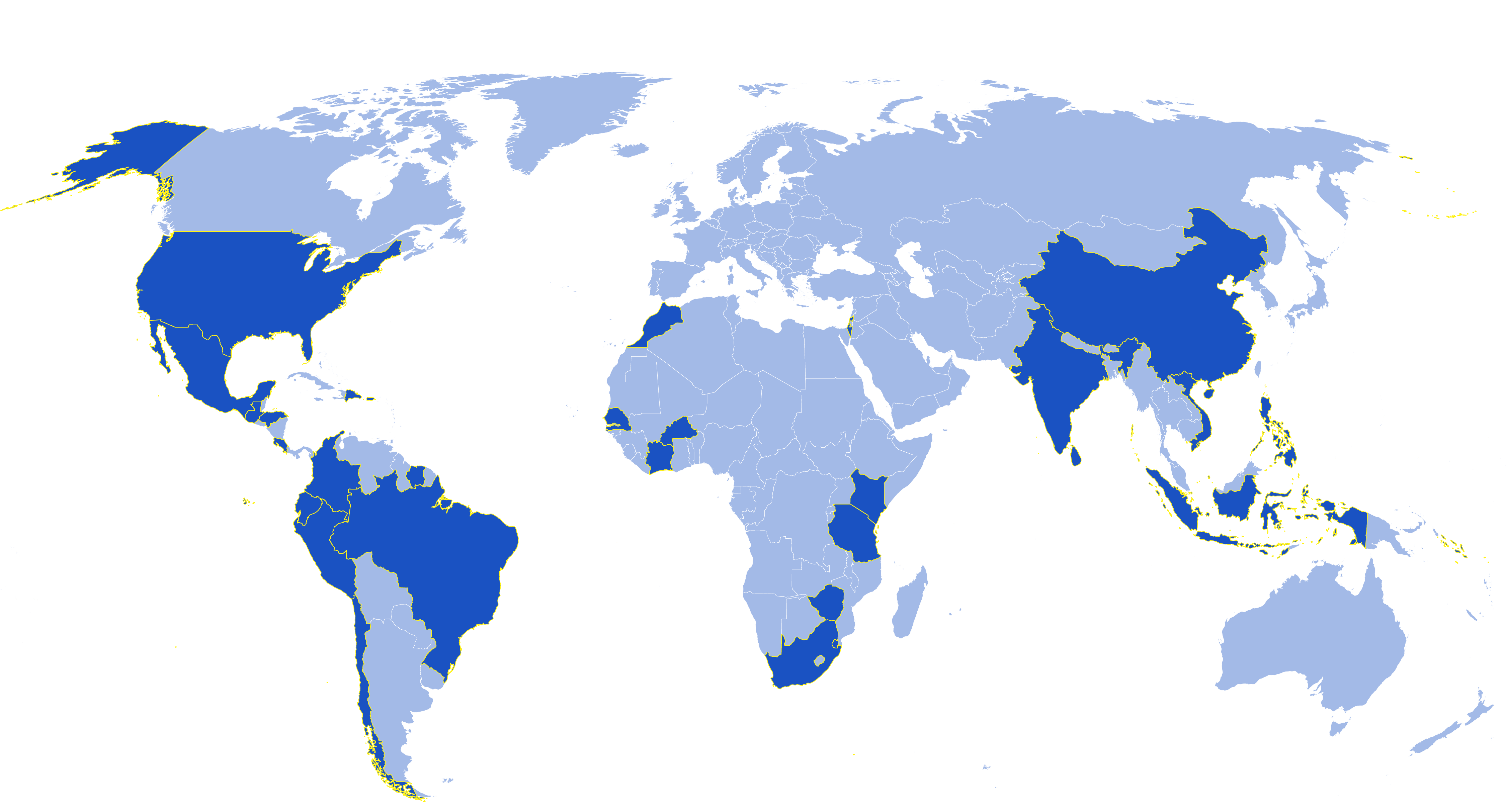 Map of current Rainforest Alliance certified fruit farms