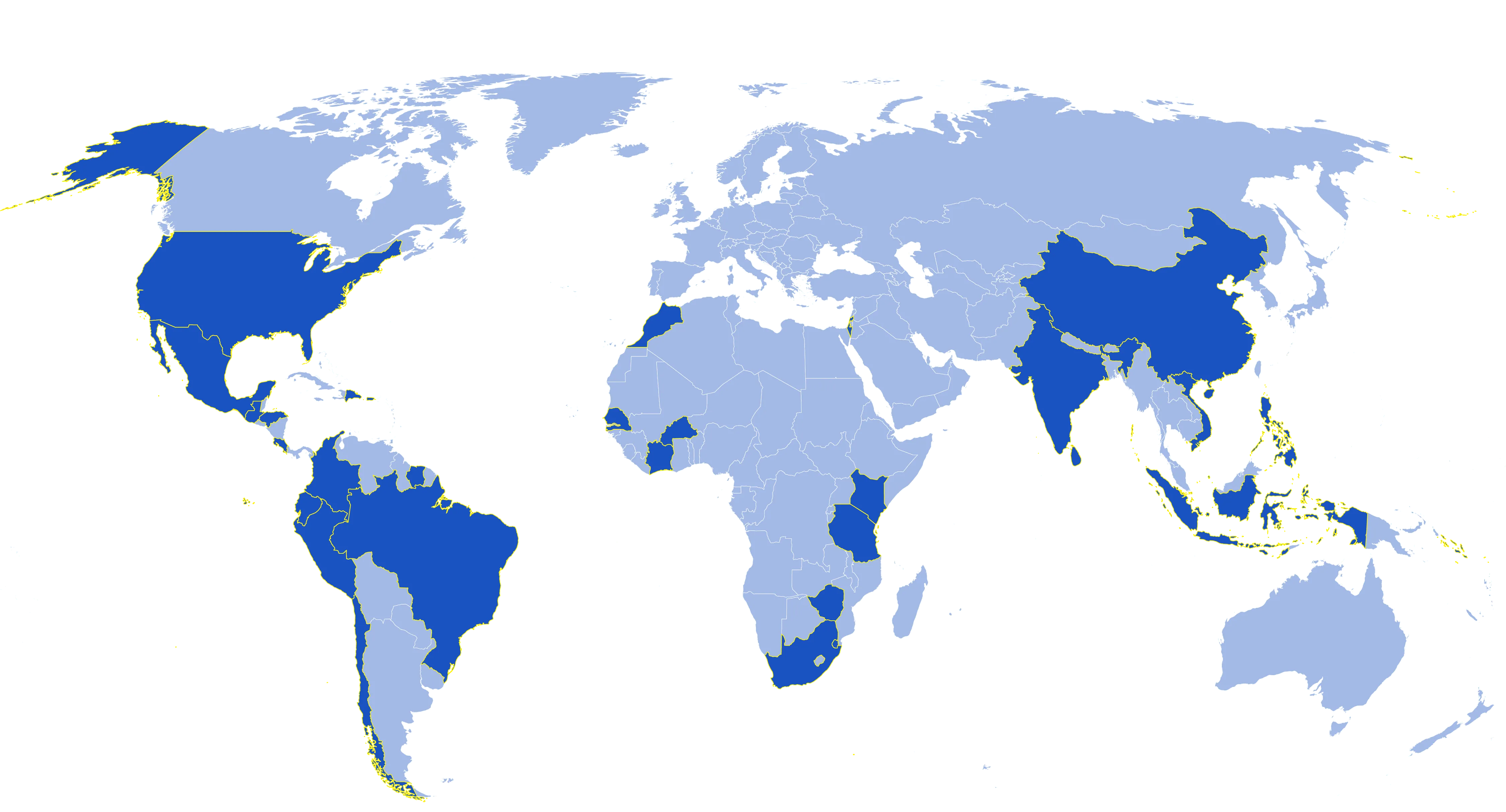 Map of current Rainforest Alliance certified fruit farms