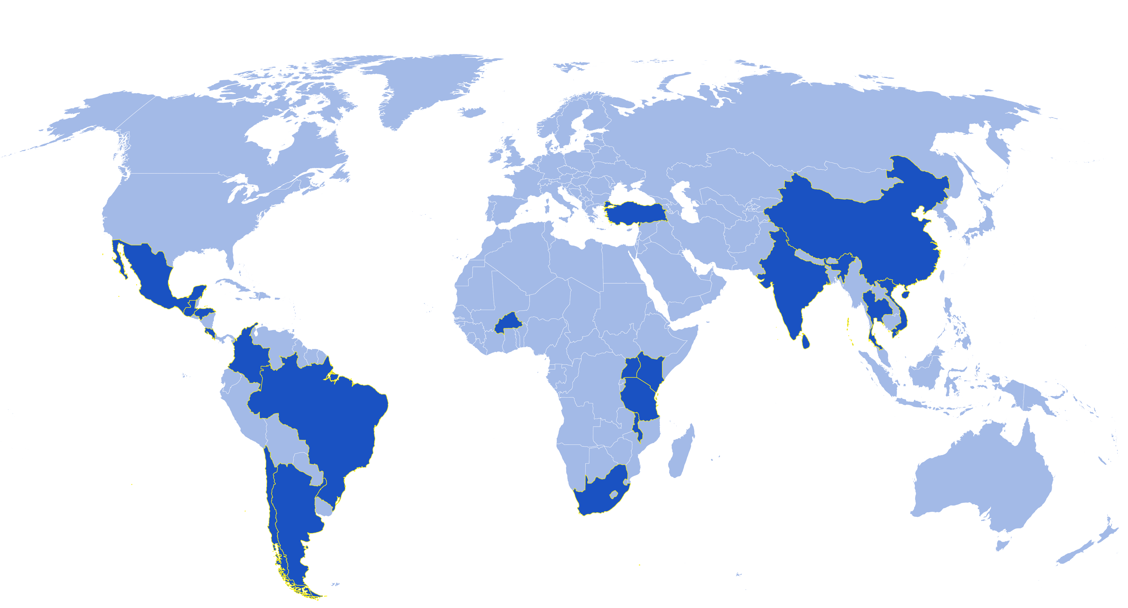 Map of current Rainforest Alliance certified herbs & spices farms