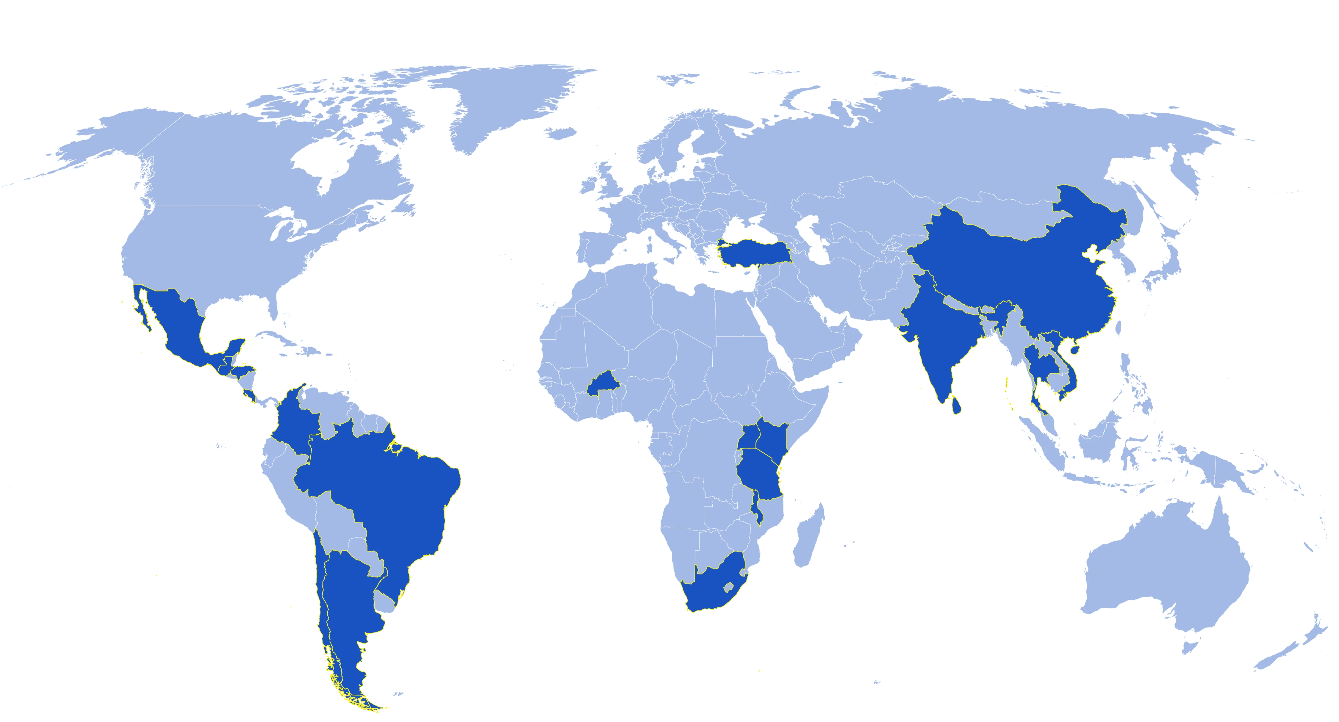 Map of current Rainforest Alliance certified herbs & spices farms