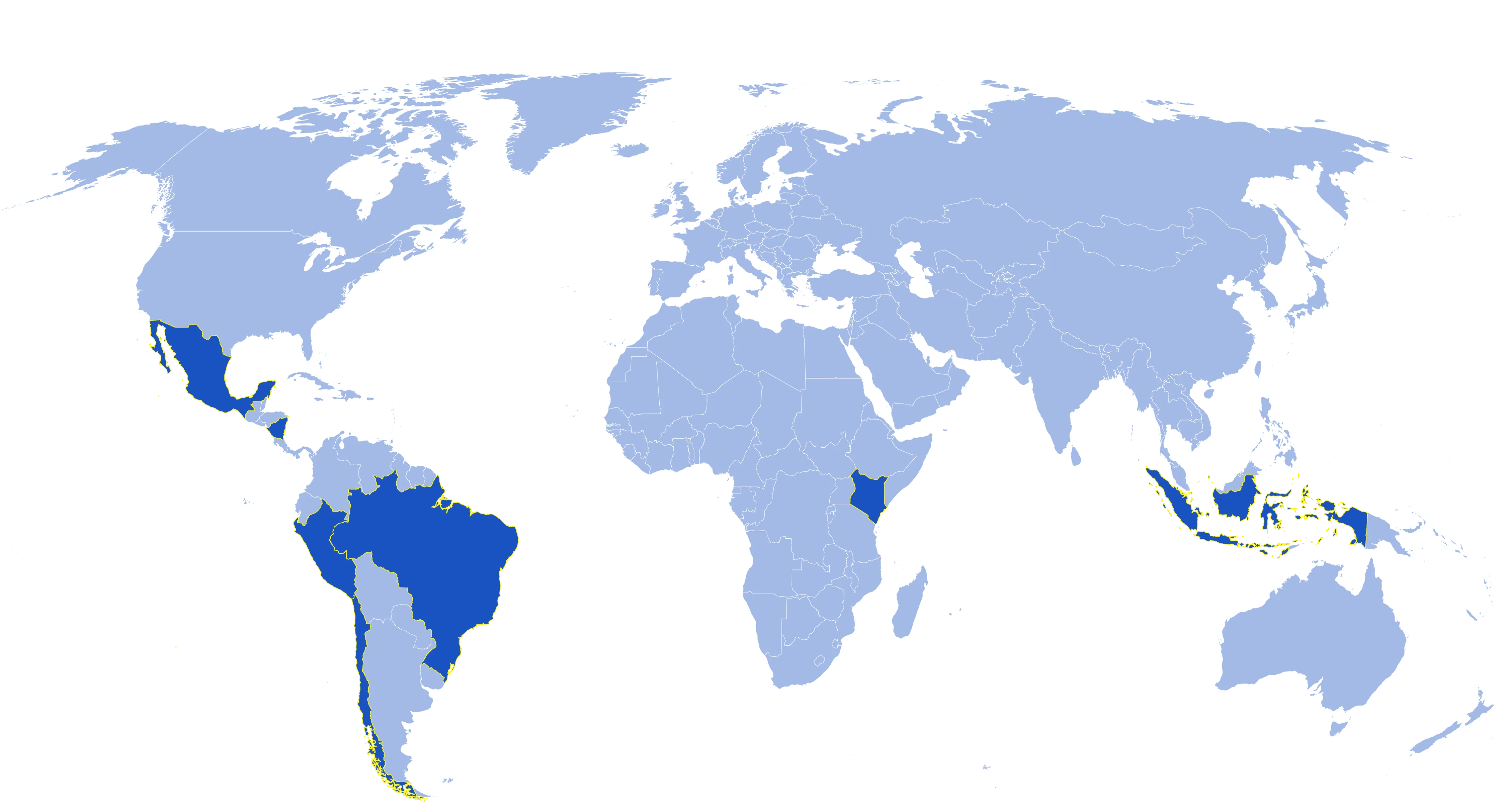 Map of current Rainforest Alliance certified vegetables farms