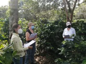 Tres personas en una finca en Costa Rica