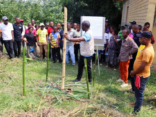 Group of people gathered for a training session