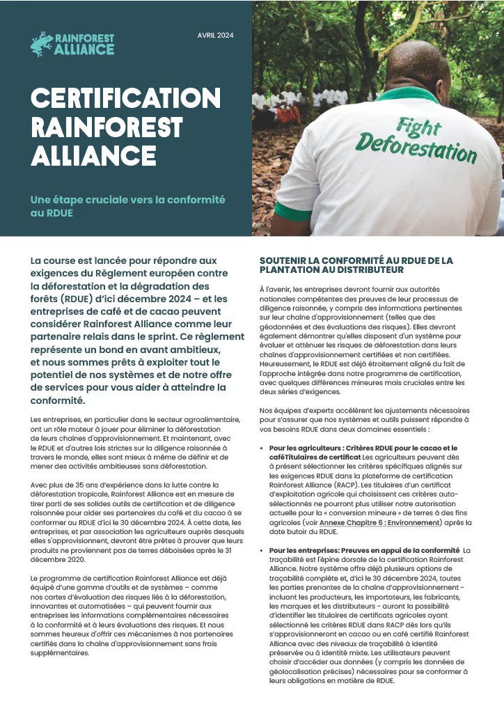 CertifiCation rainforest allianCe