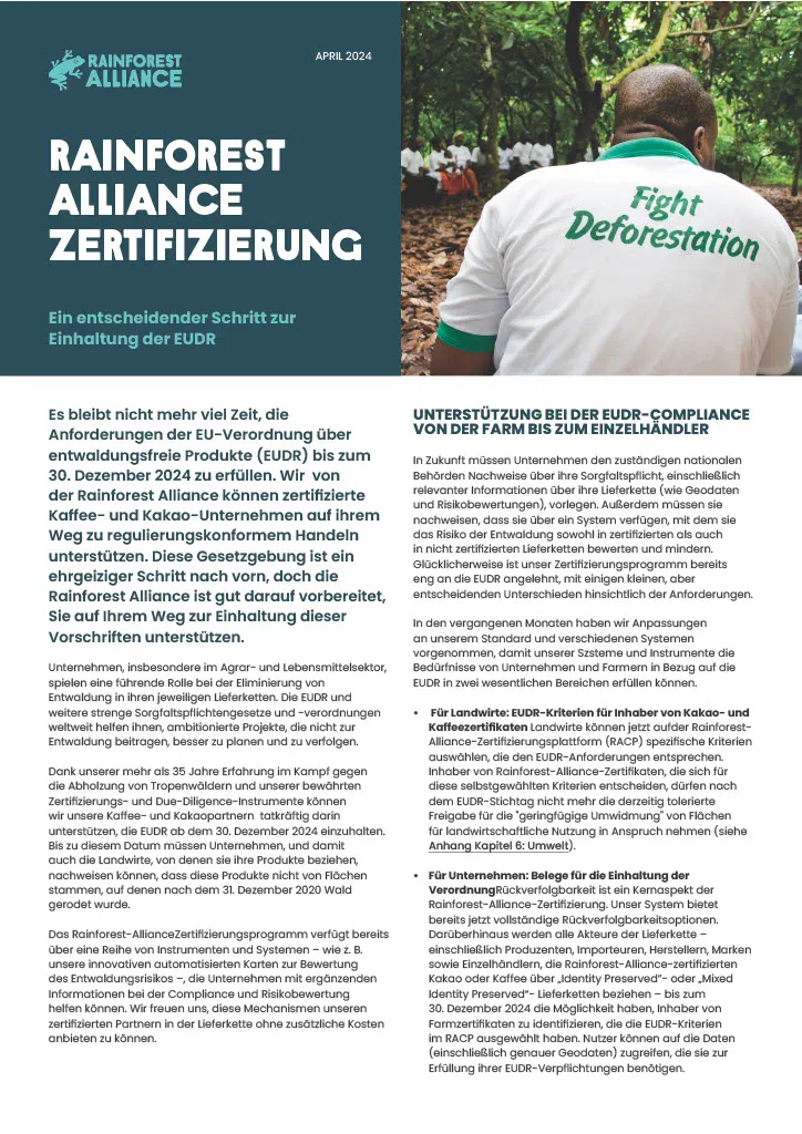 Rainforest Alliance Zertifizierung