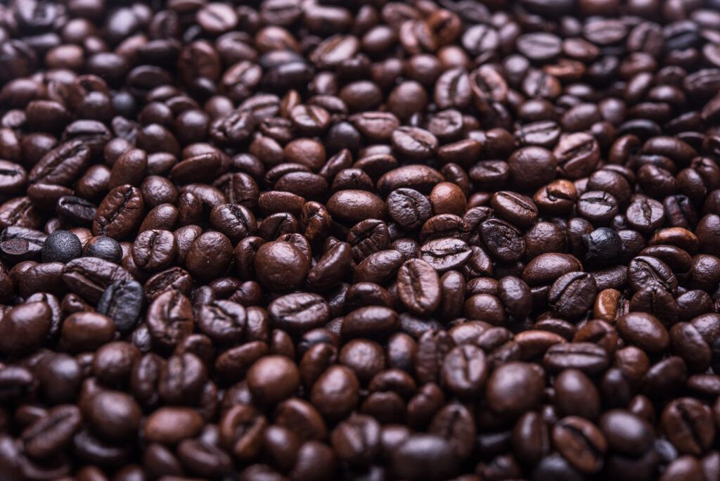 Close-up of roasted coffee beans.