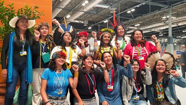 Members of APIB (Articulation of Indigenous Peoples of Brazil) at COP25 in Madrid, in 2019.