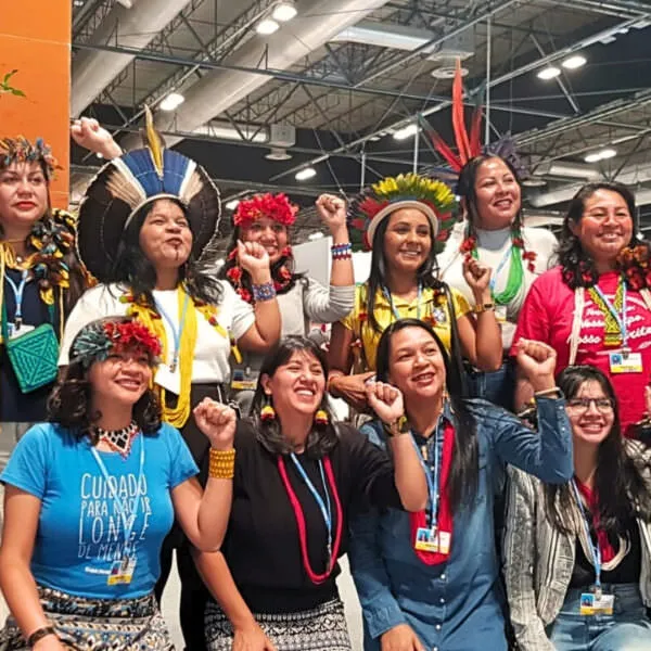 Members of APIB (Articulation of Indigenous Peoples of Brazil) at COP25 in Madrid, in 2019.