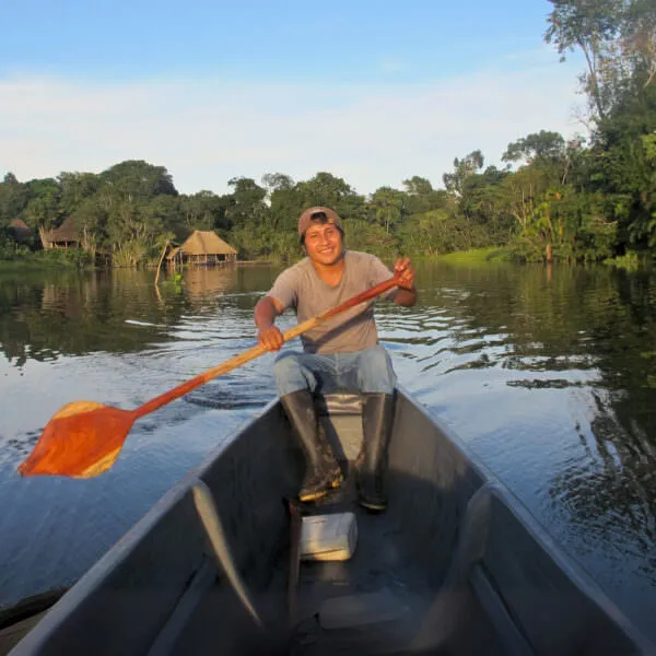 Nature guide leads jungle wildlife tours through the Ecuadorian Amazon.