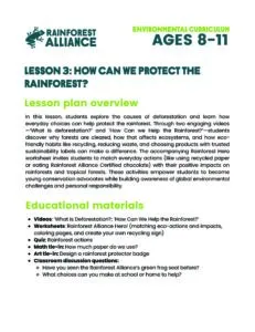 Lesson 3 thumbnail: How Can We Protect the Rainforest (Ages 8–11).