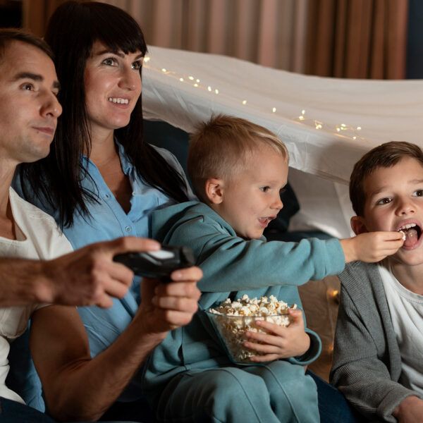 Family watching movie