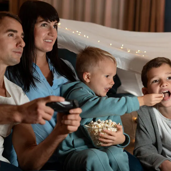 Family watching movie